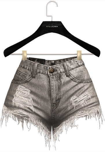 .:villena:. - Ripped Denim Shorts - Gray
