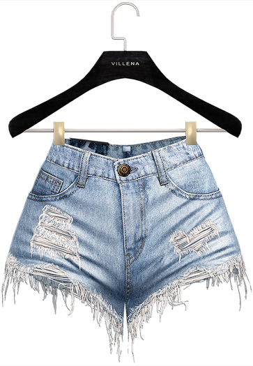 .:villena:. - Ripped Denim Shorts - Light Blue