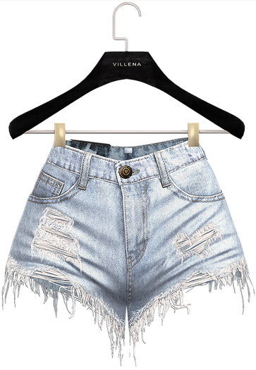 .:villena:. - Ripped Denim Shorts - Washed Blue