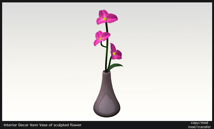 Interior Decor - Vase of sculpted flowers - Pink Flowers Copy/Mod and Mod/transfer