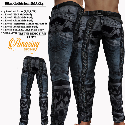 AmAzINg CrEaTiOnS Biker Gothic Jean (MAR) 4 Promo price!