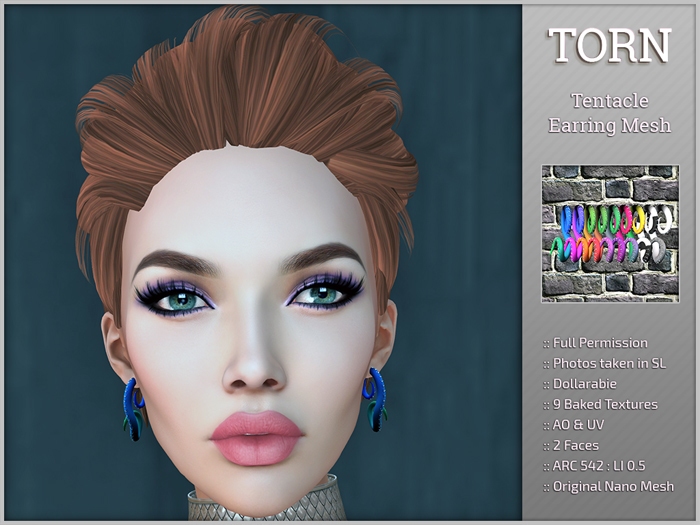 [T] Tentacle Earring Mesh Set Dollarabie
