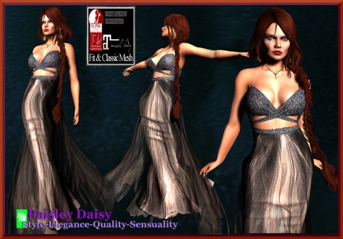 Paisley Daisy - Licorice Chiffon Gown
