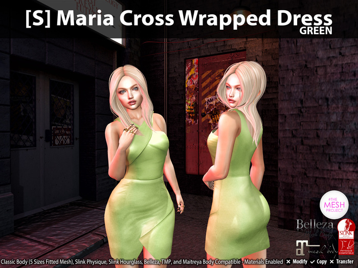 [S] Maria Cross Wrapped Dress Green