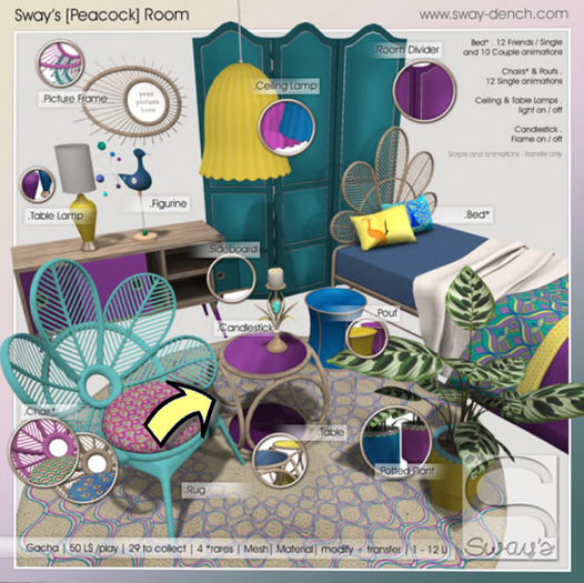 Sway's [Peacock] Chair . teal RARE