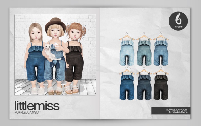 {Little Miss} Ruffle Denim Jumpsuit FATPACK
