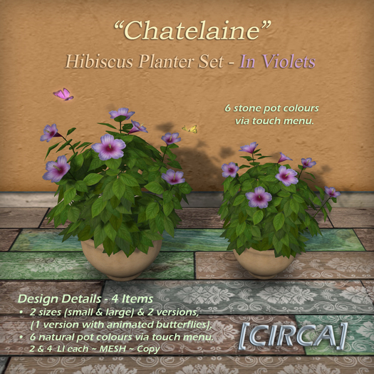[CIRCA] - "Chatelaine" - Hibiscus Planter Set - In Violets