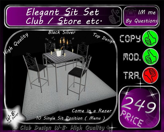 * New * Elegant Sit Set Club or Store *
