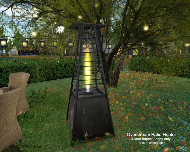 Second Life Marketplace Overstream Patio Heater fireplace, outdoor