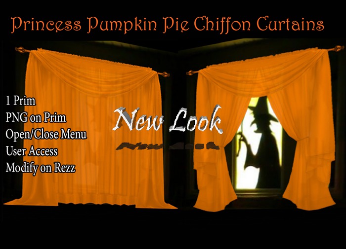 Princess Pumpkin Pie Chiffon Curtains Open\Close -1 Prim V2