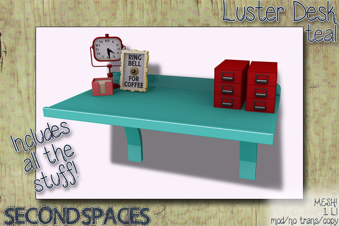 Second Spaces - Luster Desk - teal (bxd1)