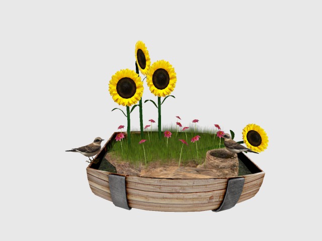 Barrel Planter With Sunflowers