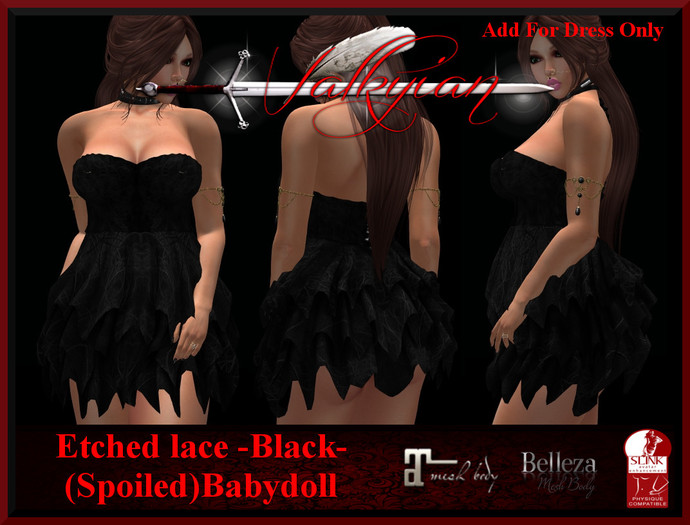 ~Valkyrian~(Etched lace)BLK Spoiled BabyDoll Dress (BOXED)