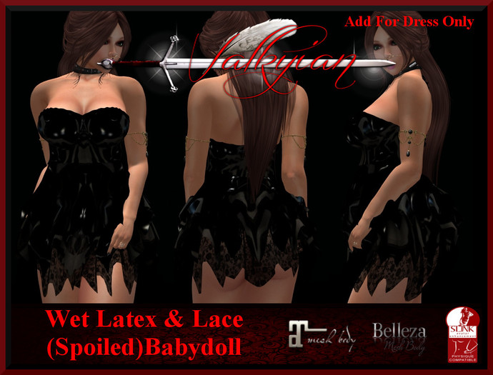 ~Valkyrian~(Wet Latex & Lace) Spoiled BabyDoll Dress (BOXED)