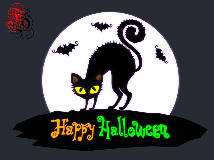 Frosensum ~ Happy Halloween - Cat at Moon