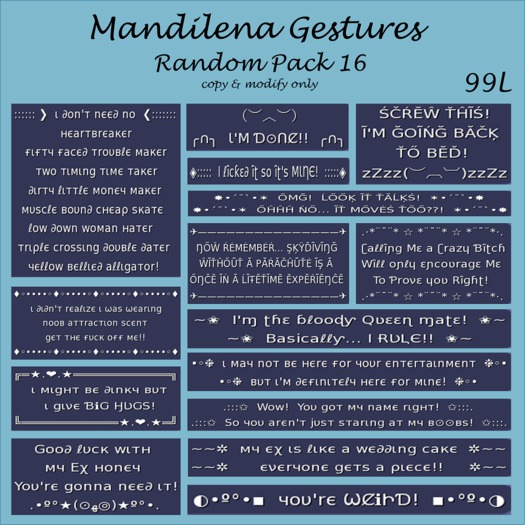 Mandilena Gestures - Random Mix - Pack 16