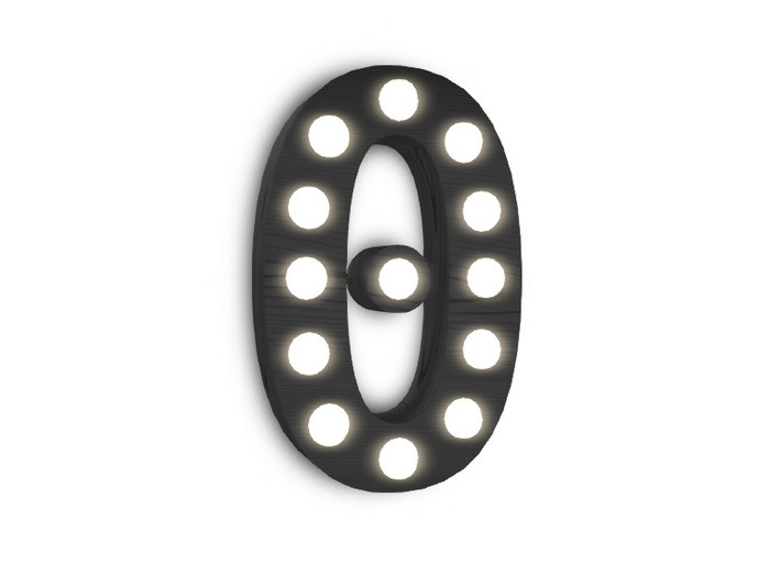 [Px] "0" Number Zero Illuminated Light Bulbs Sign