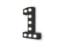 [Px] "1" Number One Illuminated Light Bulbs Sign