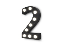 [Px] "2" Number Two Illuminated Light Bulbs Sign