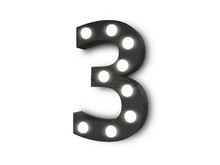[Px] "3" Number Three Illuminated Light Bulbs Sign