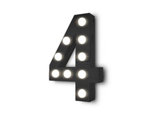 [Px] "4" Number Four Illuminated Light Bulbs Sign
