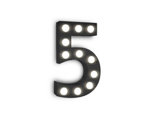 [Px] "5"Number Five Illuminated Light Bulbs Sign