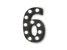 [Px] "6" Number Six Illuminated Light Bulbs Sign