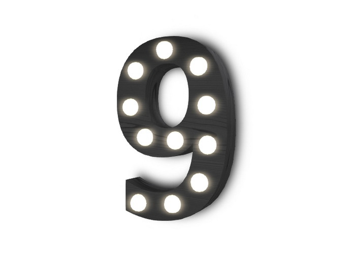 [Px] "9" Number Nine Illuminated Light Bulbs Sign