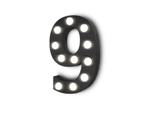 [Px] "9" Number Nine Illuminated Light Bulbs Sign