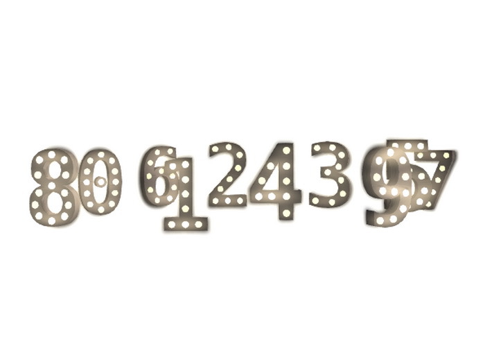 [Px] Number Set with Illuminated Light Bulbs