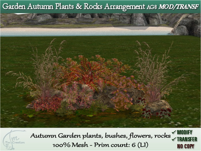 AG8 Autumn Garden Plants Rocks Arrang. M/T
