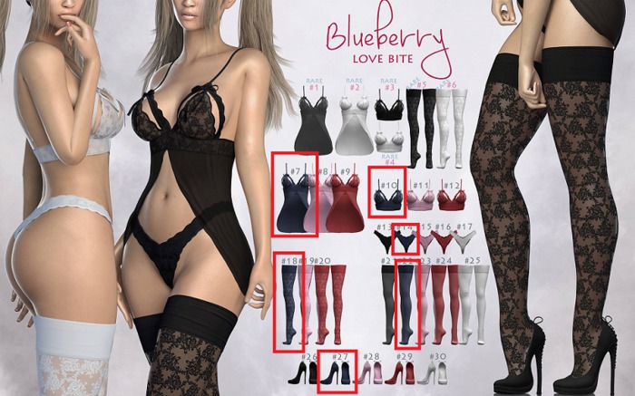 #19 Blueberry - Love Bite - Common - Stockings V1 - Pink -*M* -