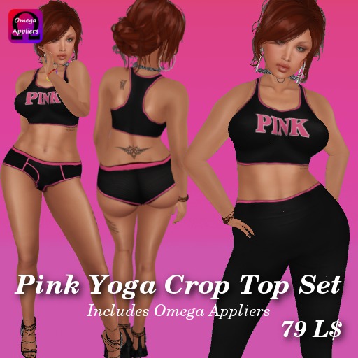 Pink Yoga Crop Top Set W-Omega Applier