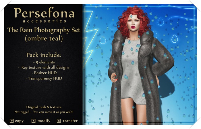 Persefona The Rain Photography Set (ombre teal)