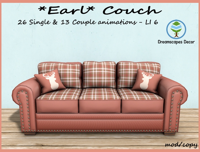 *Earl* Couch - Couch with pillows and 26 female & male and 13 couples ( PG ) & chat animations