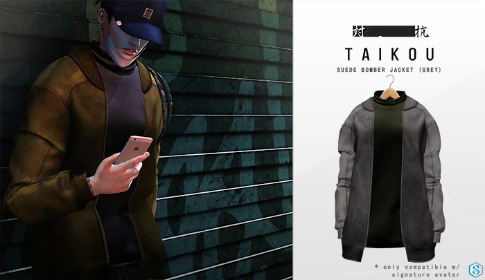 taikou / suede bomber jacket (grey)