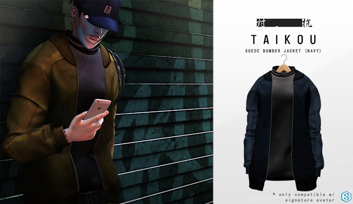 taikou / suede bomber jacket (NAVY)