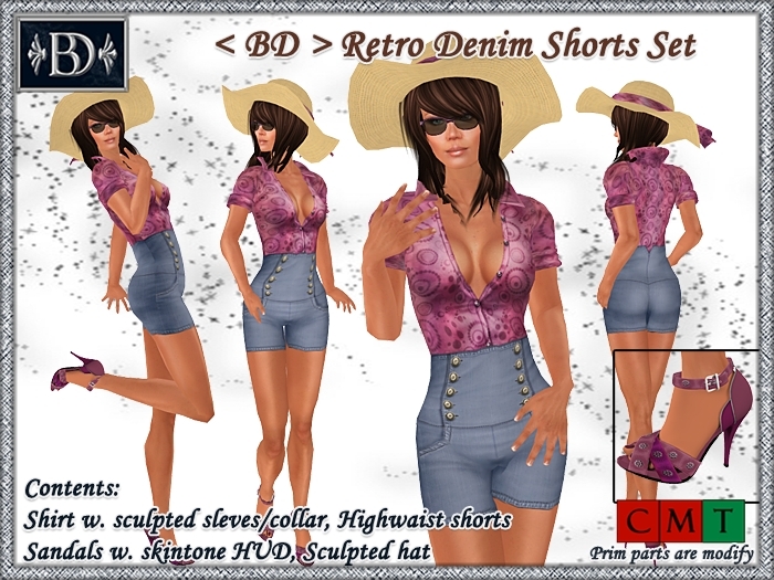 < BD > Retro Denim Shorts Set