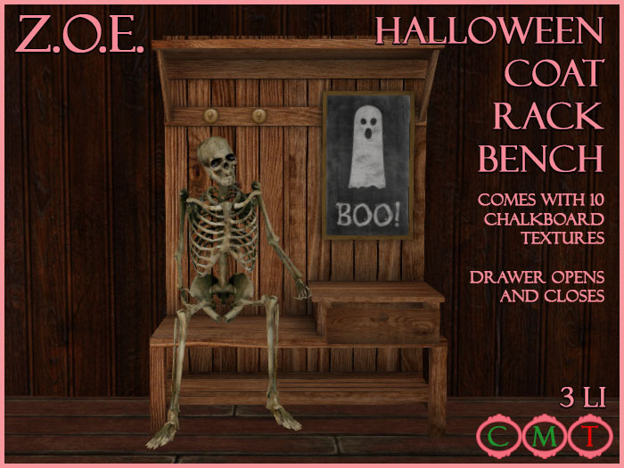 Z.O.E. Halloween Coat Rack Bench (Bagged)