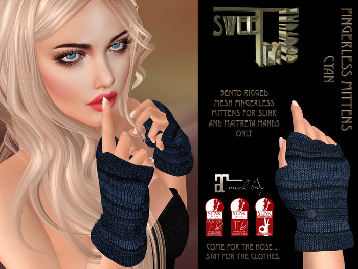 Sweet Tea Fingerless Mittens Cyan(add me )