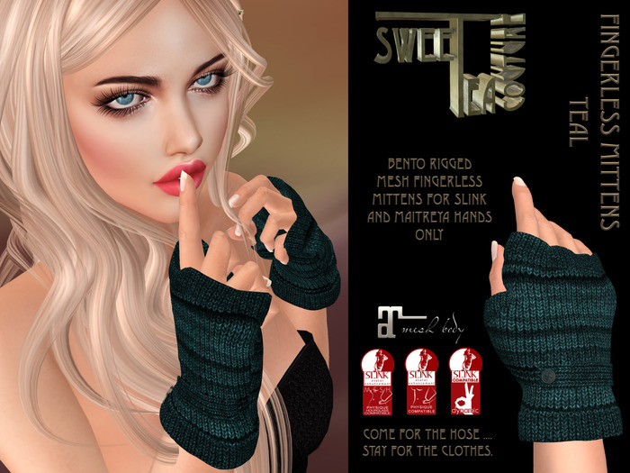 Sweet Tea Fingerless Mittens Teal (add me )