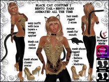 Black cat costume 1 bento ears and tail hair shoes mouse