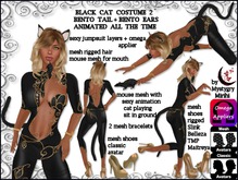 Black cat costume 2 bento ears and tail hair shoes mouse