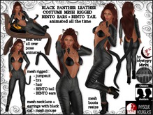 Black panther leather costume bento tail bento ears hair boots