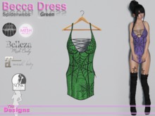 Becca Dress Spiderwebs Green