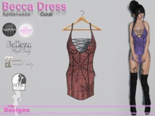 Becca Dress Spiderwebs Coral