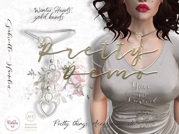 ♥♥  ♥♥.::Pretty Demo::.♥♥  ♥♥ Winter Gold Hearts Necklace