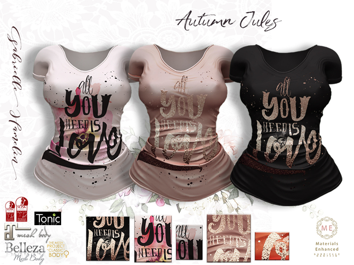 ♥ 2021 Update ♥  Autumn Jules TShirt All You Need is Love