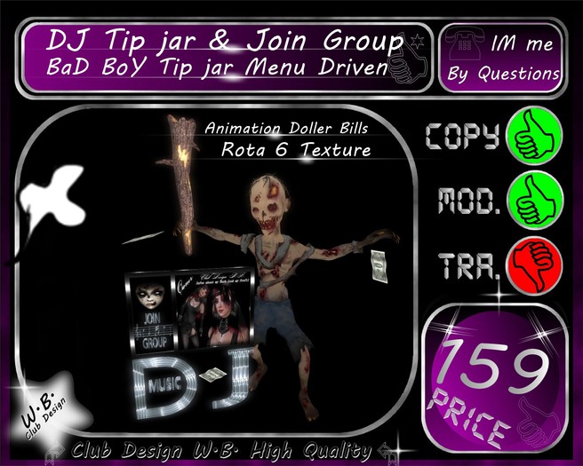 Second Life Marketplace - * DJ Tip jar BaD BoY & Join Group