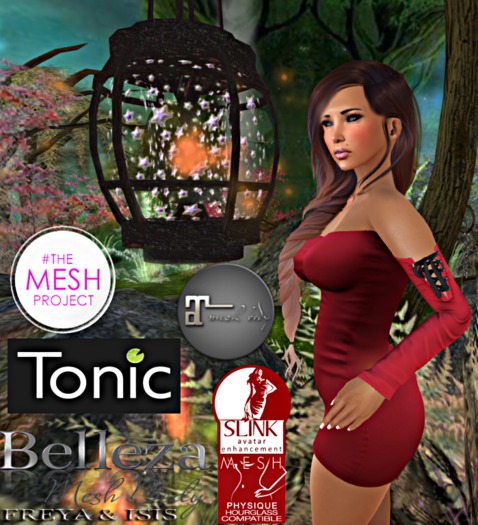 .::Princess Keyz::. Tunic Dress w/ Lace HUD ~ Crimson